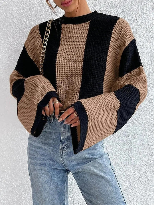 EB | bicolor Strickpullover mit weiten Ärmeln