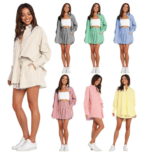 EB | Fashion Shirt Gestreift Langarm Zweiteiliges Set