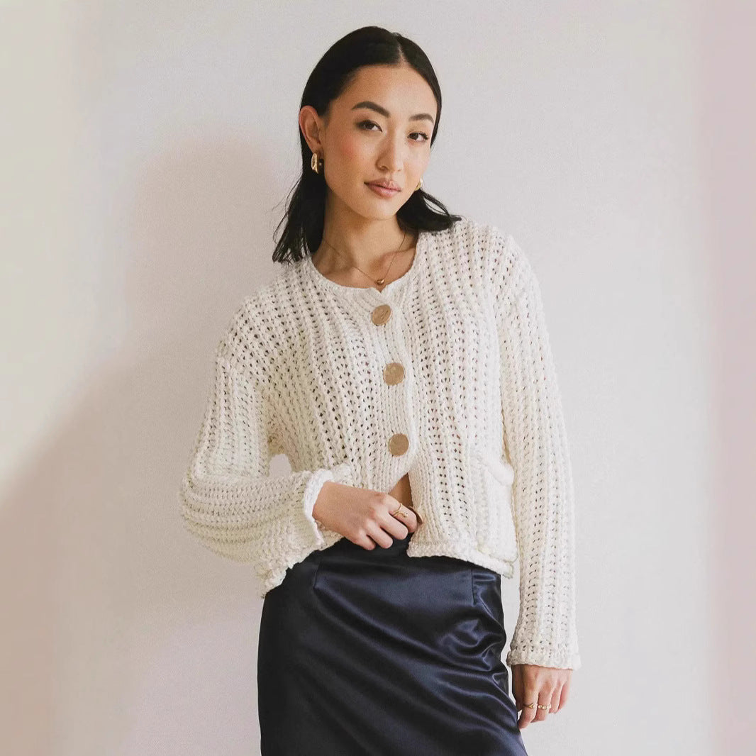 EB | Gemütlicher Chic Damenstrickjacke mit Knöpfen und Taschen