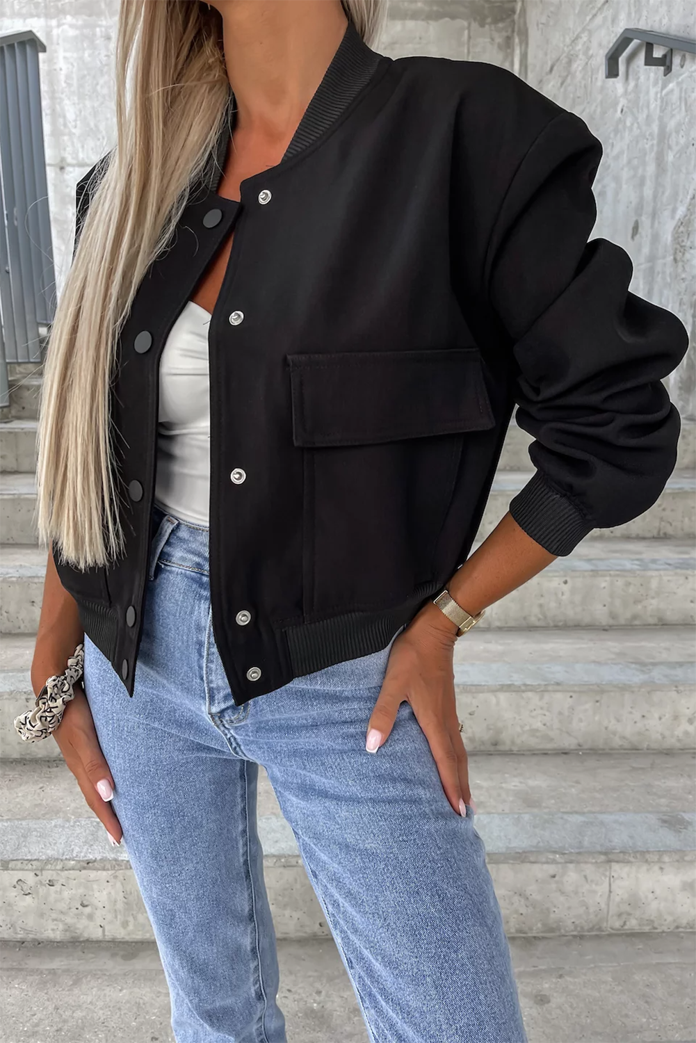 EB | Bomberjacke mit Taschen Polyester-mischung Klassisch und Zeitlos