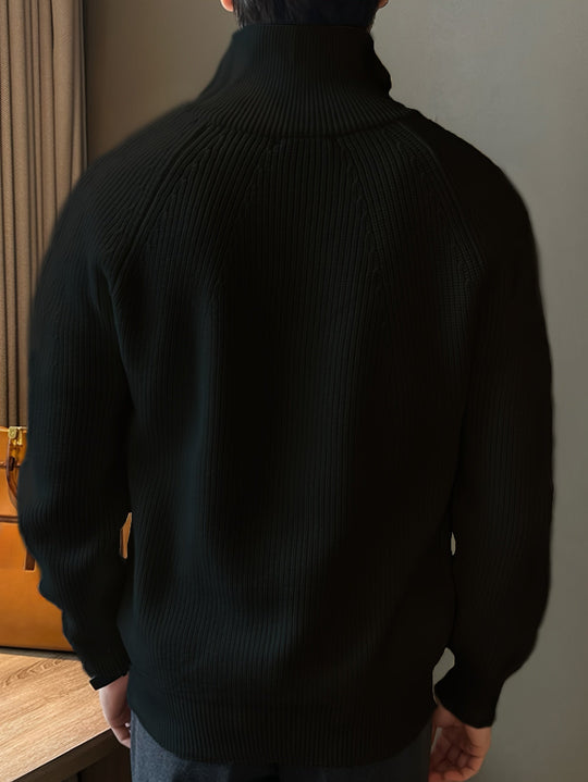 EB | Rippstrickpullover mit Hohem Kragen und Reißverschluss Baumwolle Elegant und Bequem
