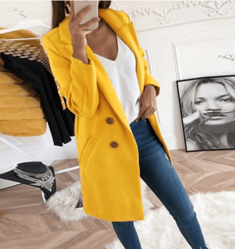 EB | Damen Doppelreihiger Wollmantel