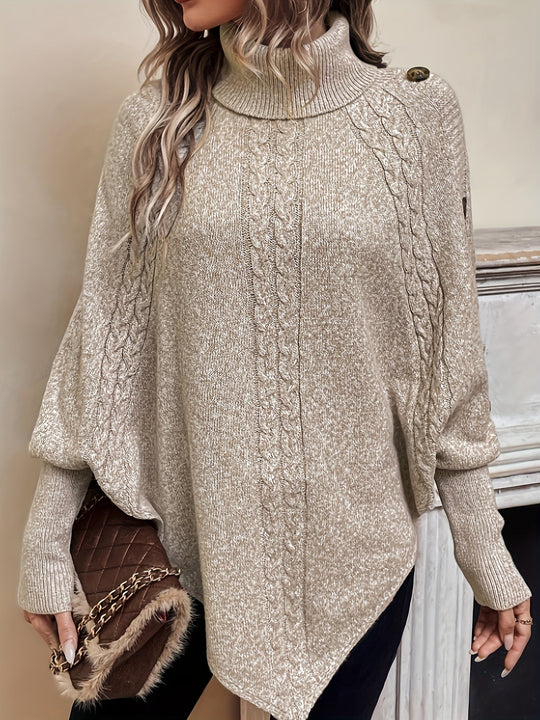EB | Poncho Sweater mit Knöpfen Acryl Elegant und Komfortabel
