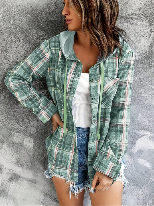 EB | Karierte Jacke mit Kapuze Baumwolle und Polyester Leger und Komfortabel