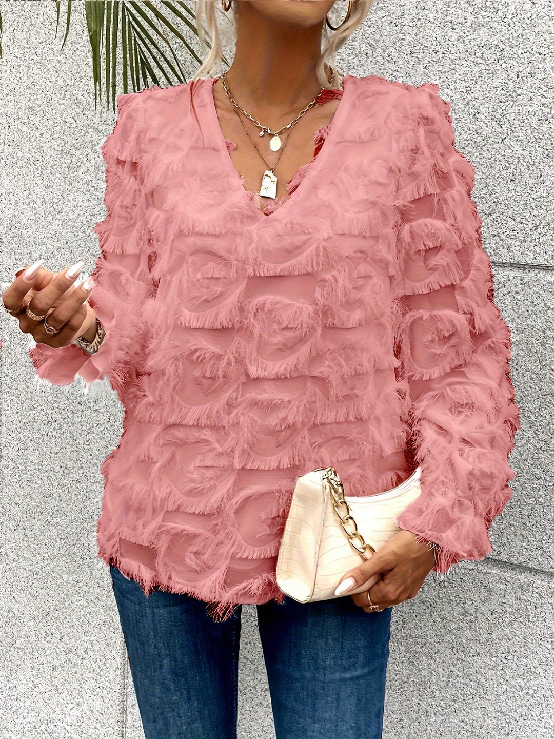 EB | Elegantes Top mit Fransen-details Polyester Stilvoll und Bequem