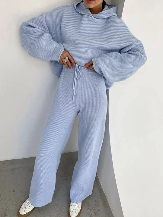 EB | Luxus Frau Hoodie Gestreiftes Set