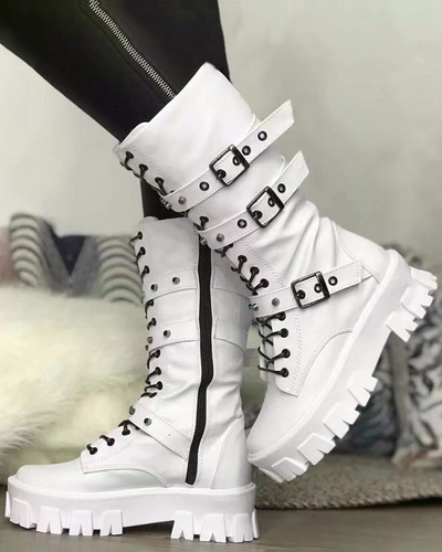 EBMode | Stiefel Mit Reißverschluss Und Schnallen