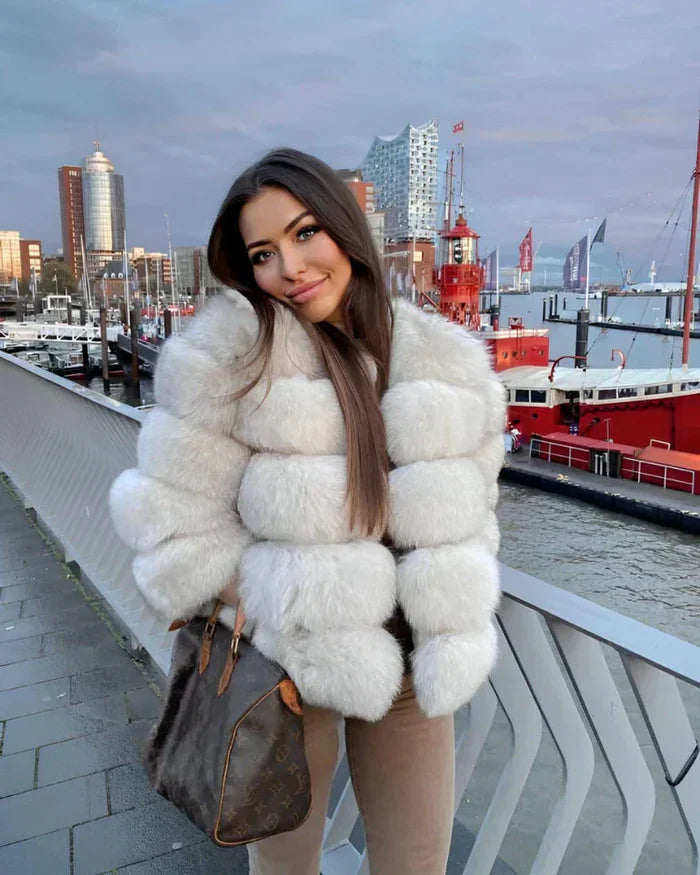 EB | Kunstfell Puffermantel Kurze Plüsch Winterjacke
