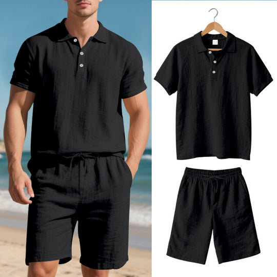 EB | Kurzärmliges Poloshirt und Shorts Strandanzug