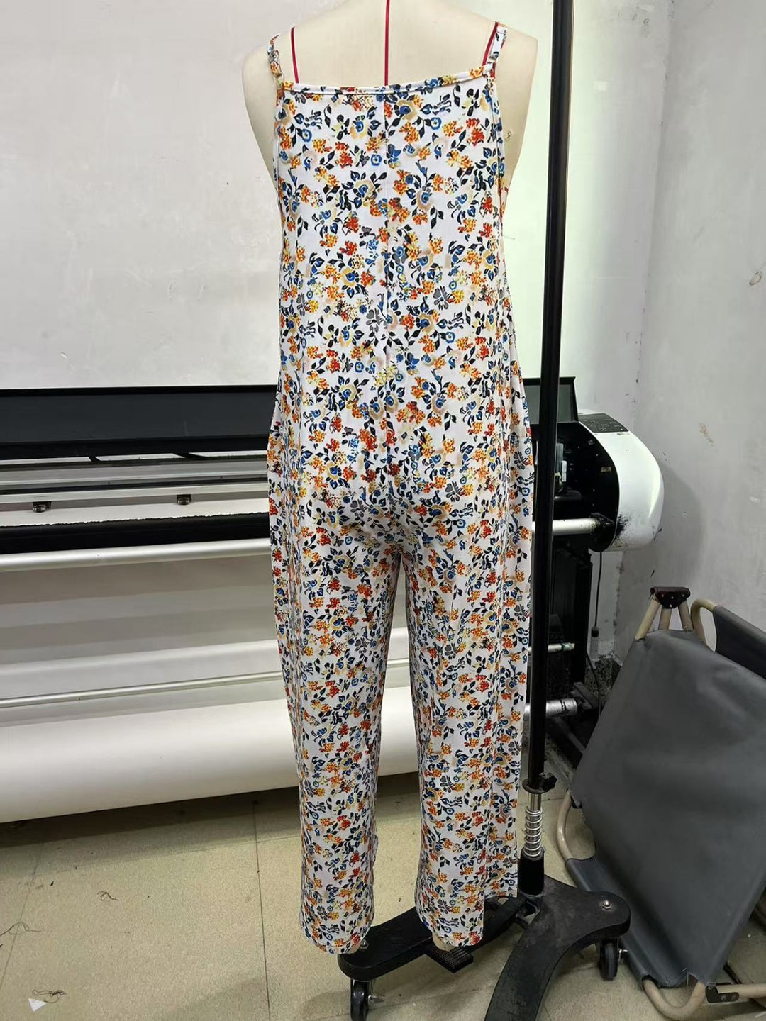EB | Verstellbarer Schultergurt Druck lässig Hosenträger floral Jumpsuit
