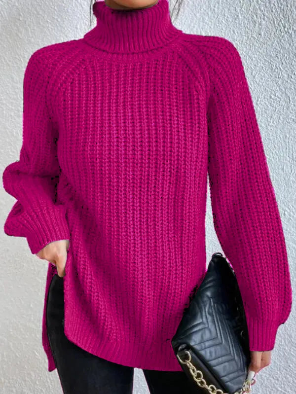 EB-rollkragenpullover Mit Raglanärmel Und Geteiltem Saum