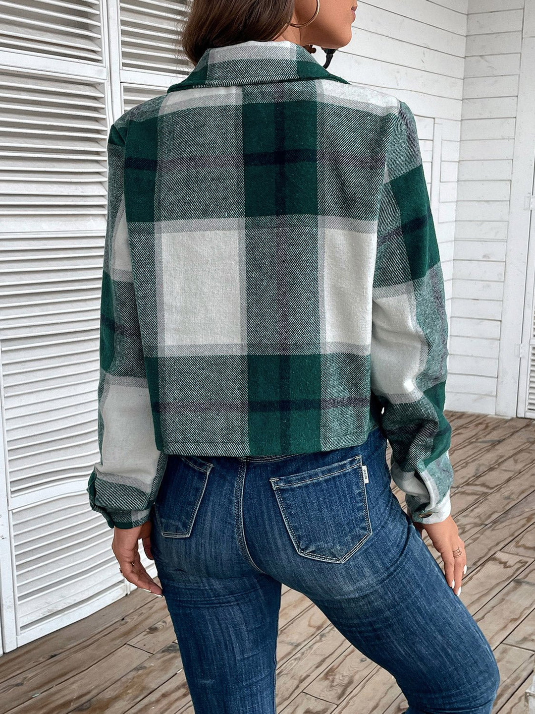 EB | Kurze Hemdbluse mit Karomuster Knopfverschluss Lässig und Stilvoll
