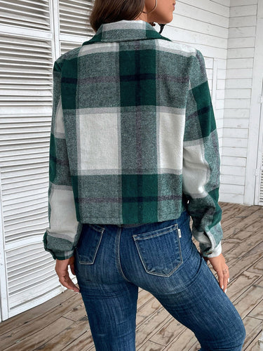 EB | Kurze Hemdbluse mit Karomuster Knopfverschluss Lässig und Stilvoll