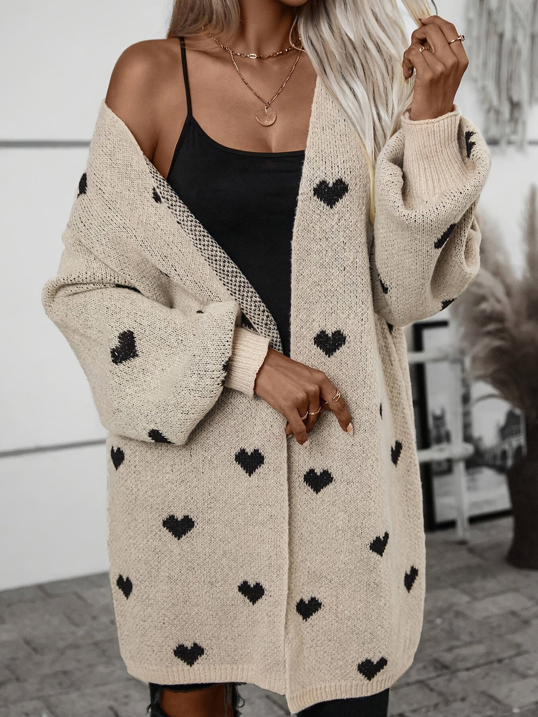 EB | Strickjacke mit Herzmuster aus weichem Stoff