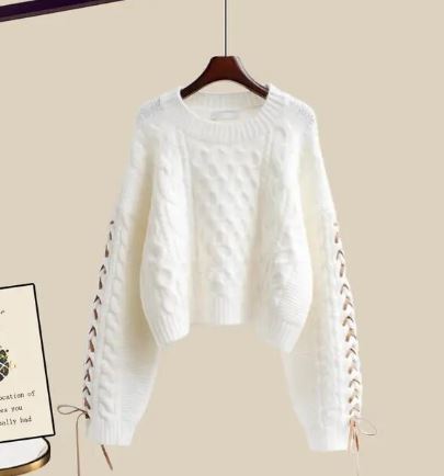 EB | Strickpullover Weite Lockere Beine Zweiteiliges Satz