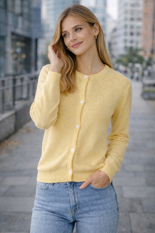 EB | Damen Vintage Strickjacke mit Knopfschluss und langen Ärmeln