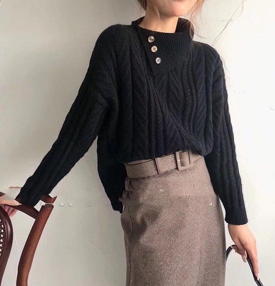 EB | Strickpullover mit Asymmetrischem Kragen Weich und Elegant Zeitloses Design