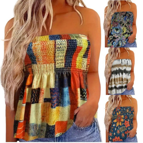 EB | Damenmode drucken sexy Tube Top aus der Schulter