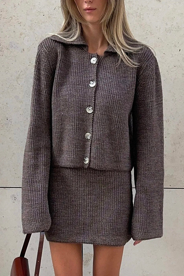 EB | Gemütlicher Strickcardigan und Lässiges Minirock-Set