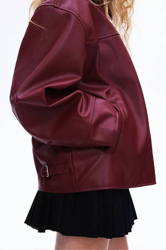 EB | Revers Langarm Pocket Reißverschluss Lederjacke