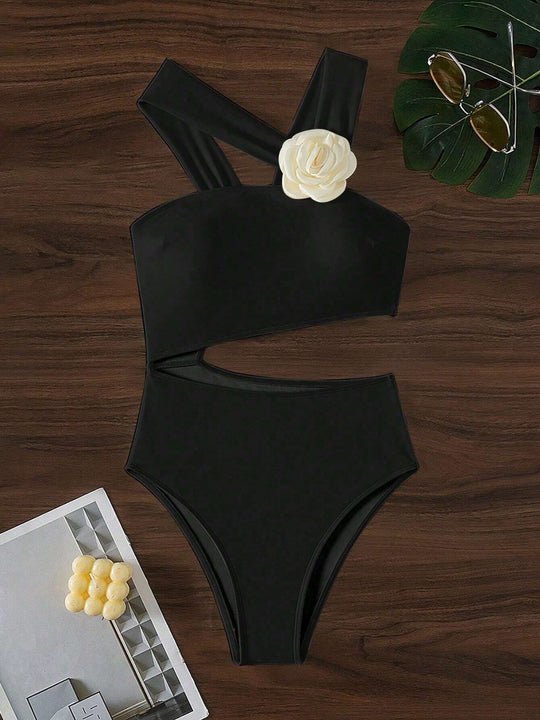EB | Einfarbiger sexy hohler Badeanzug