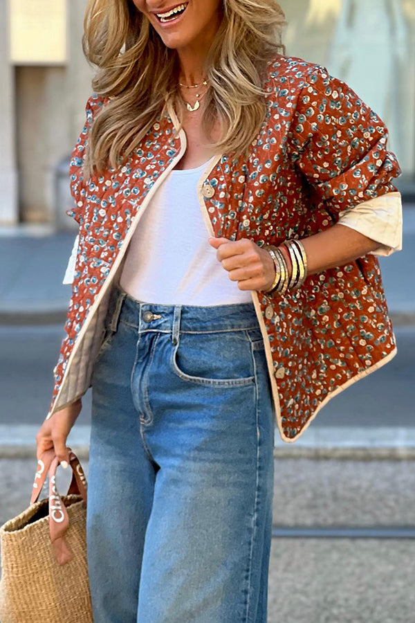 EB | Baumwolle florale Kontrast Baumwolljacke