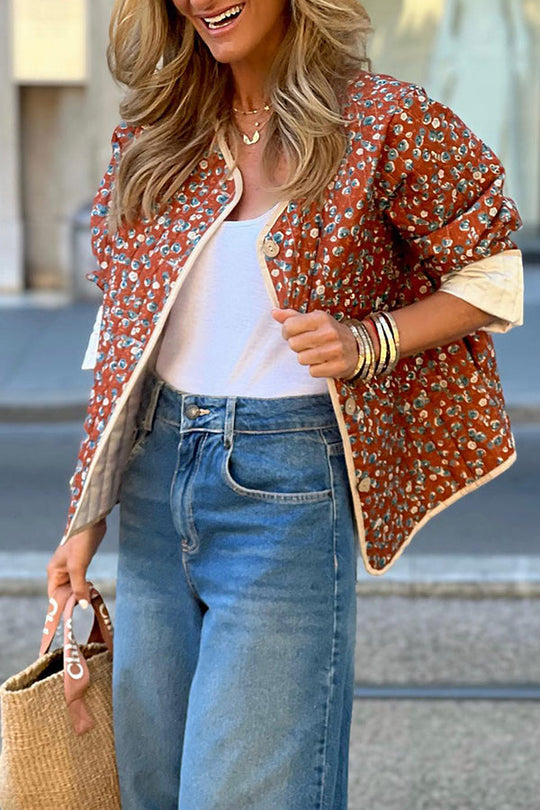 EB | Baumwolle florale Kontrast Baumwolljacke