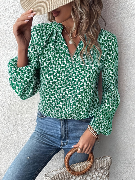 EB | Stilvolle Bluse mit Grafischem Muster Polyester Elegant und Komfortabel