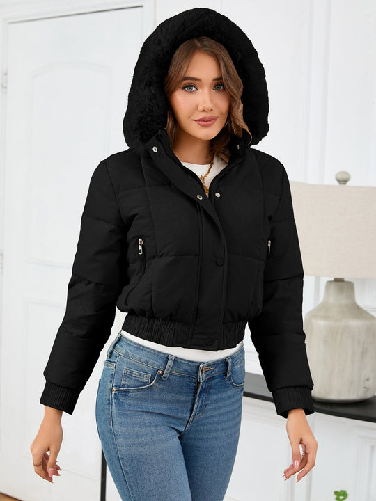 EB | Kuschelige Gepolsterten Winterjacke mit Pelzkapuze und Taschen