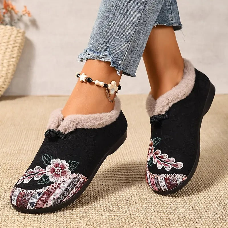 Warme, weiche Schuhe für Damen mit zartem Blumenprint EB EB