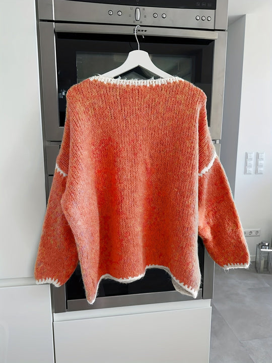 EB | Lockere Strickpullover Weich und Gemütlich Einzigartige Häkel-details