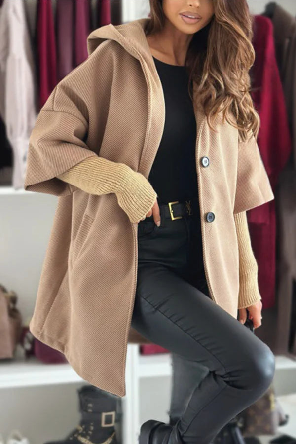 EB | Farbe Lockere Tasche Kapuzenjacke mit langen Ärmeln