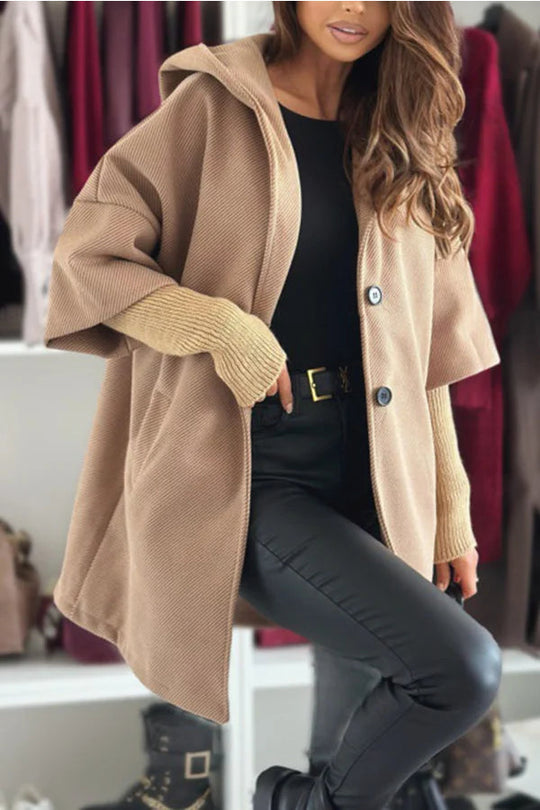 EB | Farbe Lockere Tasche Kapuzenjacke mit langen Ärmeln
