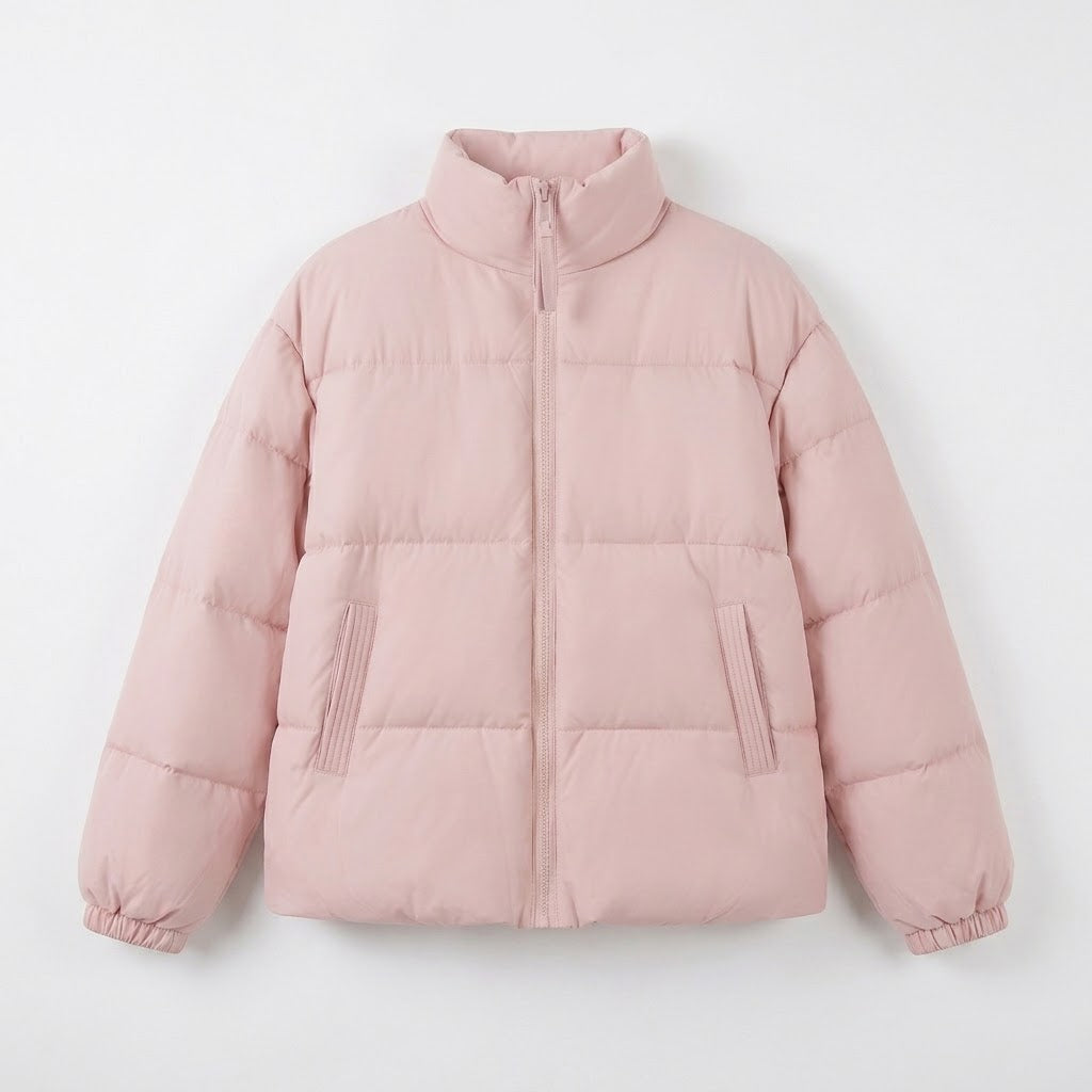 Damen nan kurzer voluminöser Steppblouson mit hohem Schalkragen, Zweiwege-Reißverschluss und verdeckten Eingrifftaschen EB