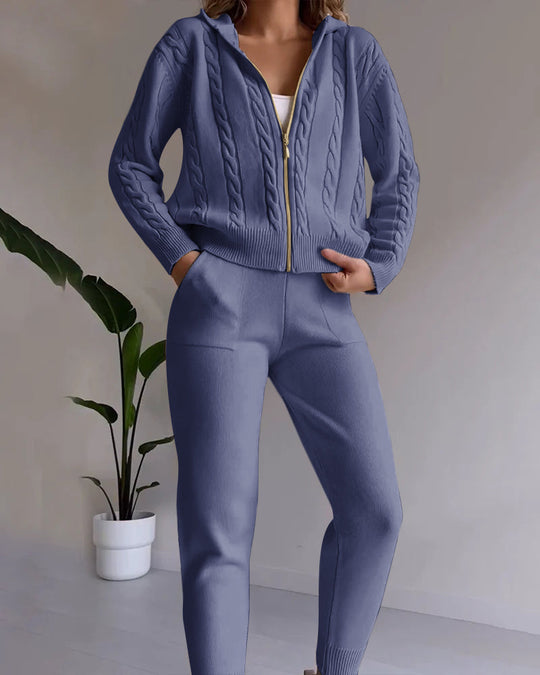 EB | Lässiges Jacquard-Cardigan-Set mit Twist-Design