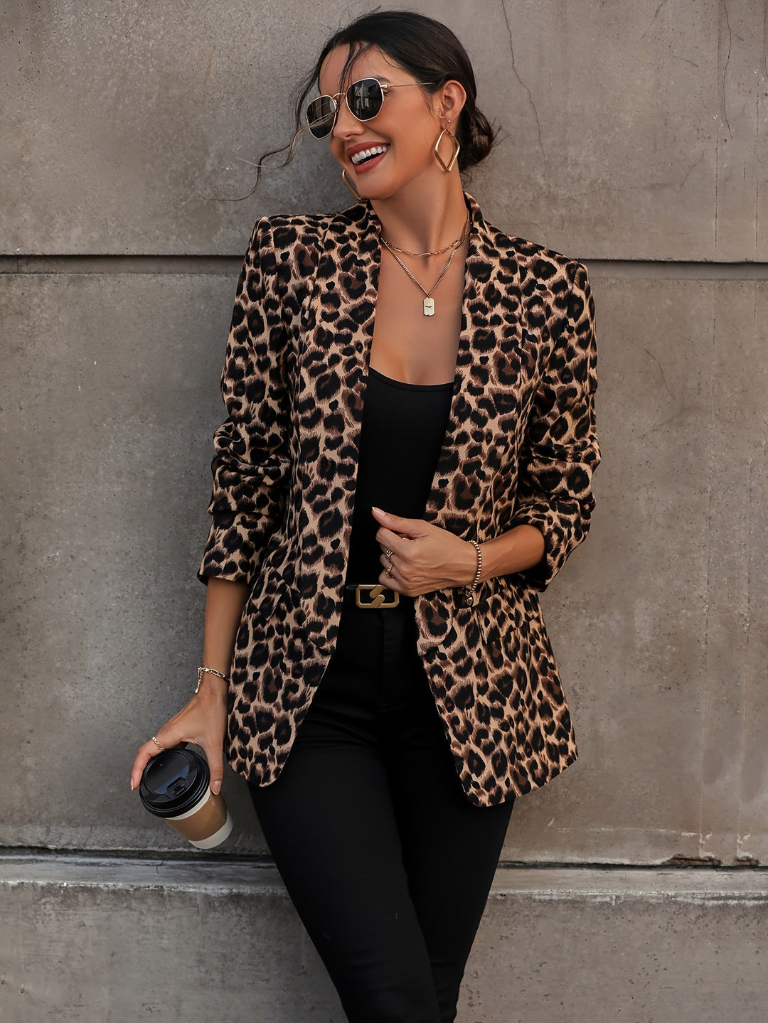 EB | Eleganter Business Langblazer mit Leopardenmuster für alle Jahreszeiten