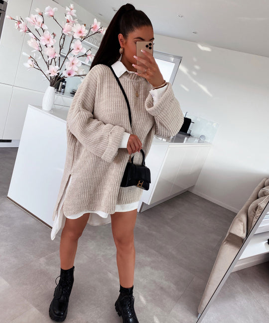 EB | Gemütlicher Oversized Strickpullover In Sanftem Beige