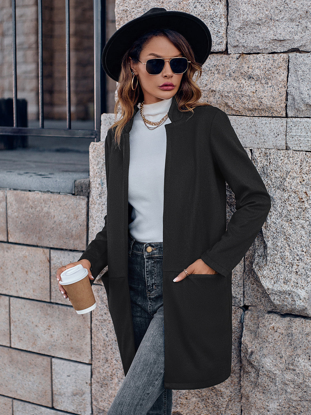 EB | Offene Vorderseite Langarm Blazer