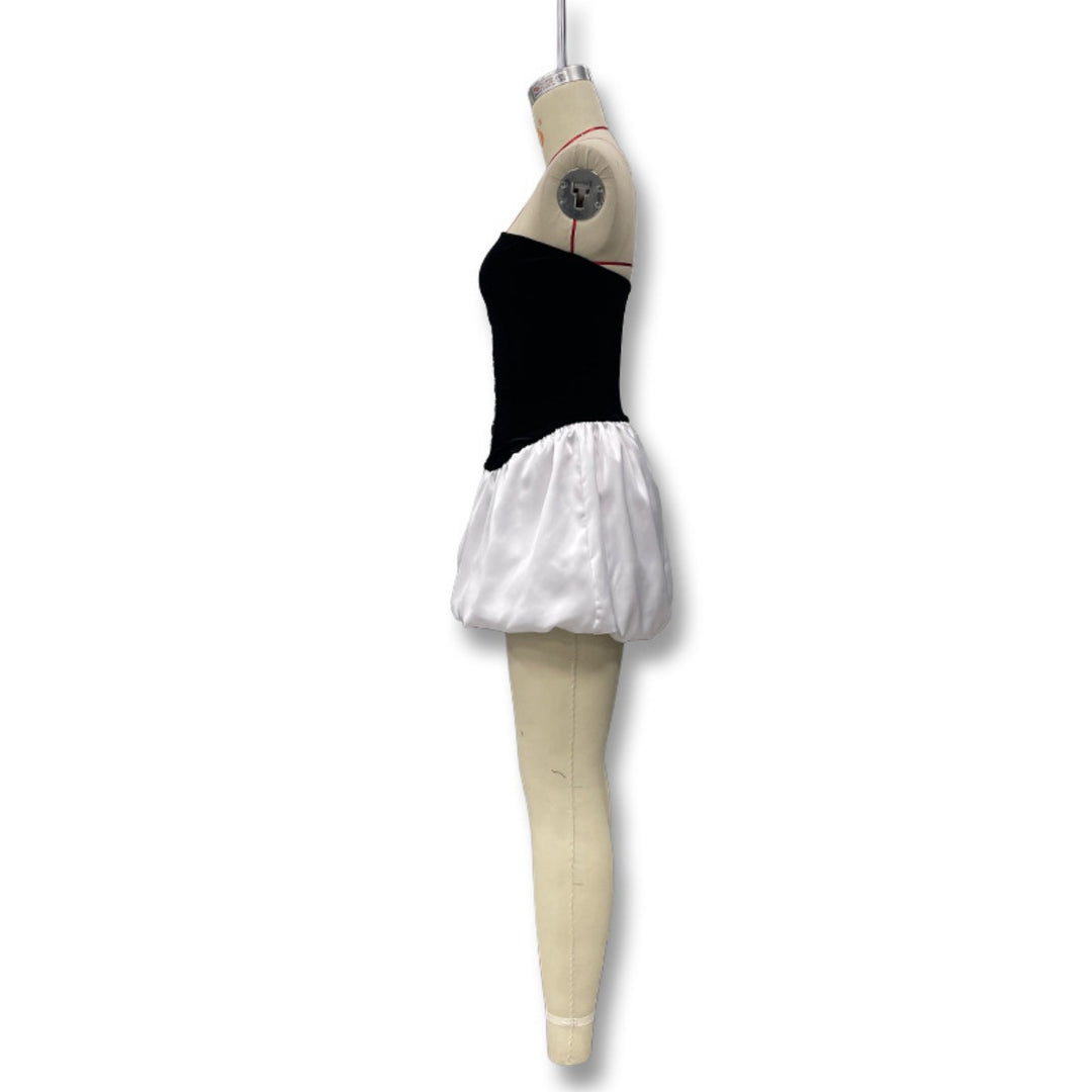 EB | Kontrastierende Farbe einreihig Tube Top Kleid Kleid