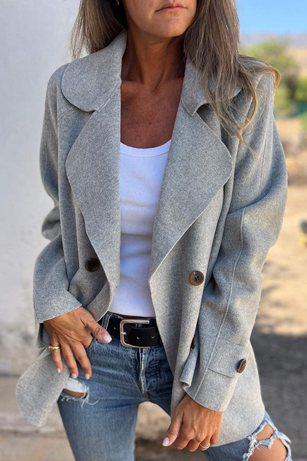 EB | Farbe Revers Langarm Knopf Freizeitjacke