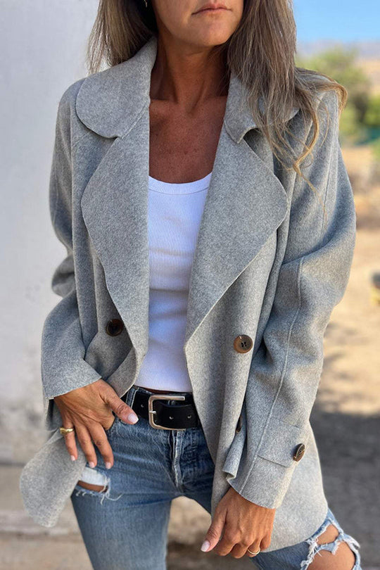 EB | Farbe Revers Langarm Knopf Freizeitjacke