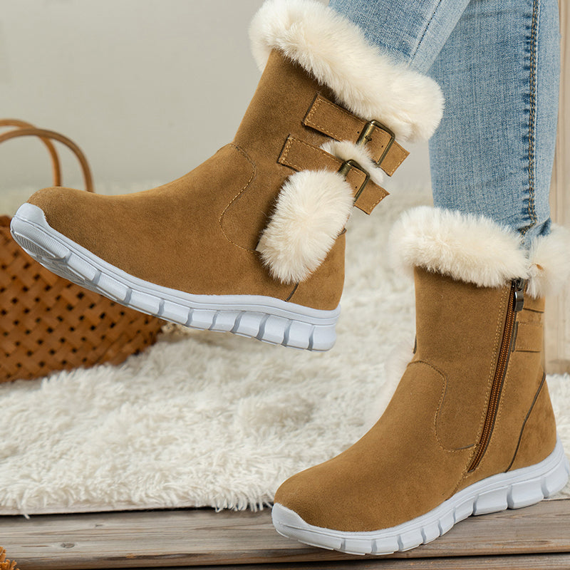 Stilvolle Winterstiefel mit Fellbesatz und Schnallen EB EB