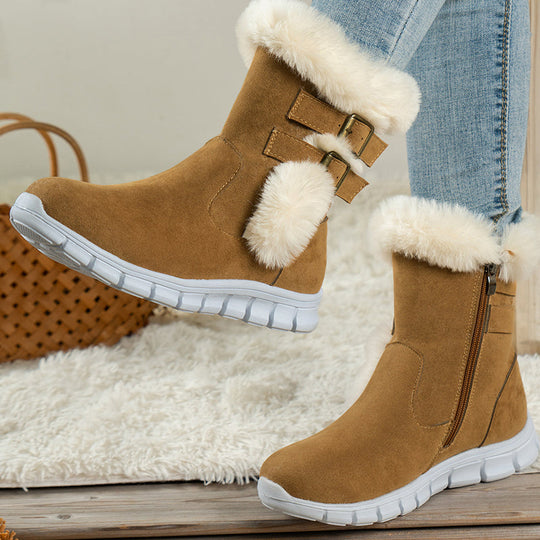 Stilvolle Winterstiefel mit Fellbesatz und Schnallen EB EB