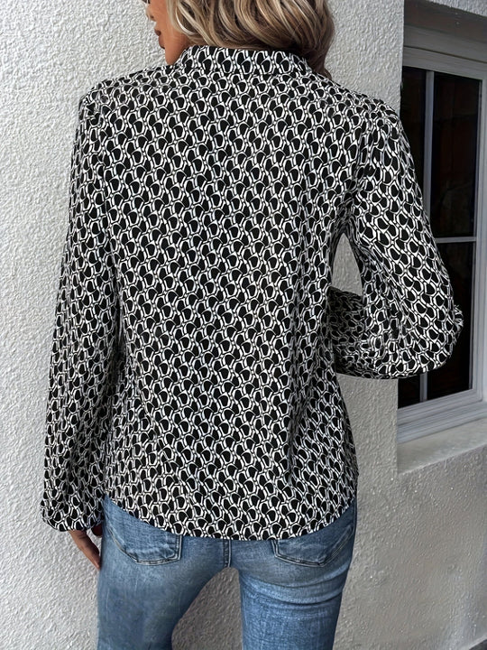 EB | Stilvolle Bluse mit Grafischem Muster Polyester Elegant und Komfortabel