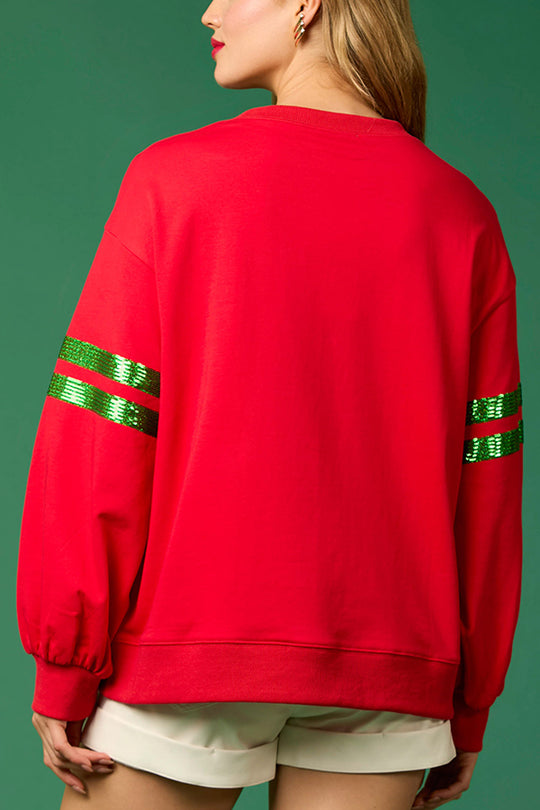 EB | Weihnachts-Pailletten-Rundhals-Lässiger Sweatshirt
