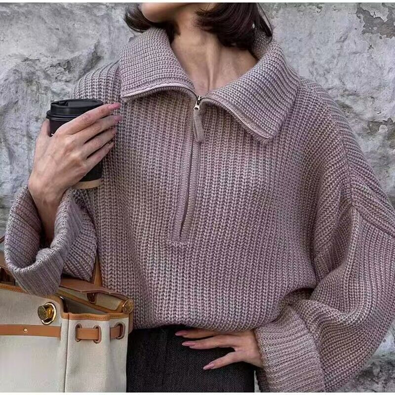 EB | Rippstrick Pullover mit Reißverschluss Weich und Warm Lässige Eleganz