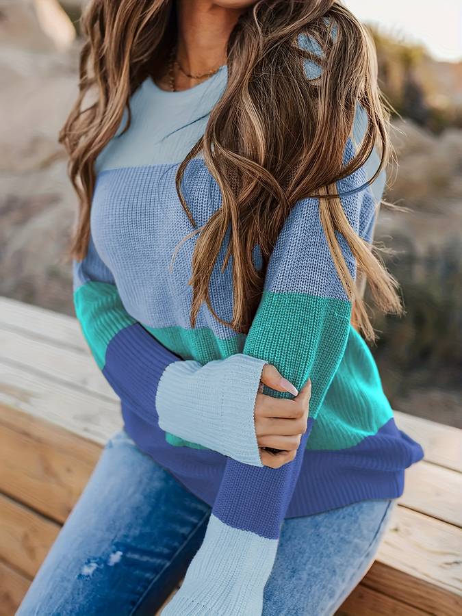 EB | Stilvoll Gestreifter Strickpullover für Frauen