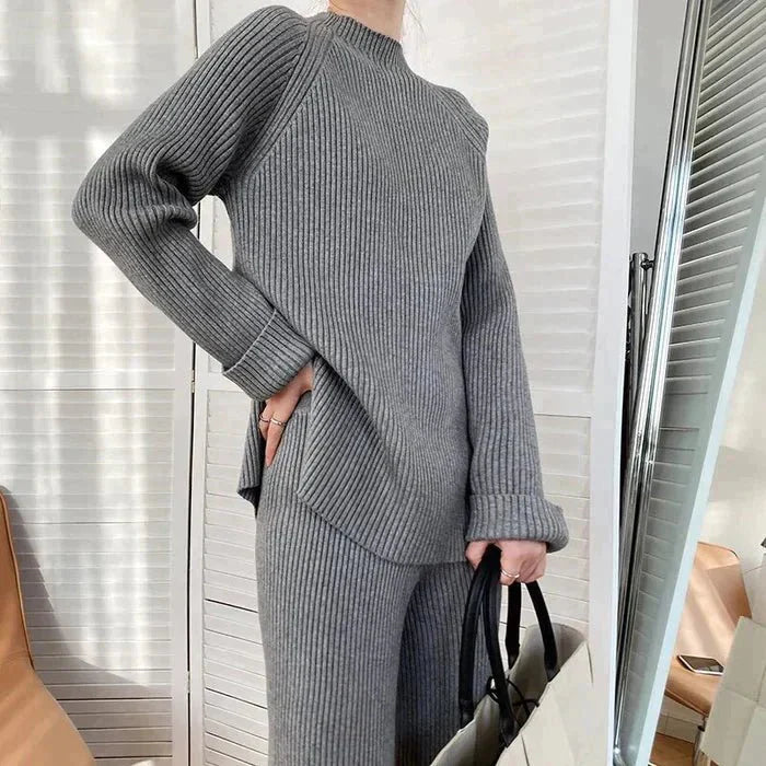 EB | Strick Damen Pullover Satz mit Weitem Hosen