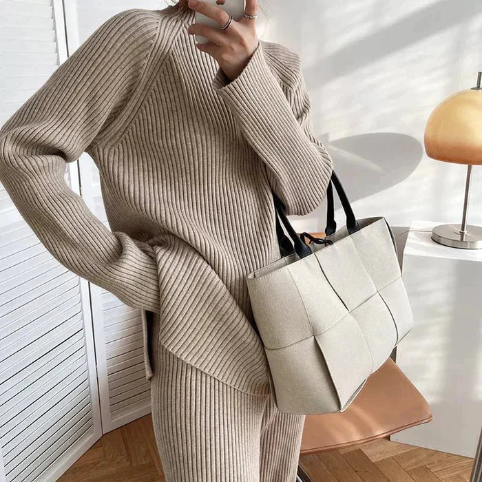 EB | Strick Damen Pullover Satz mit Weitem Hosen