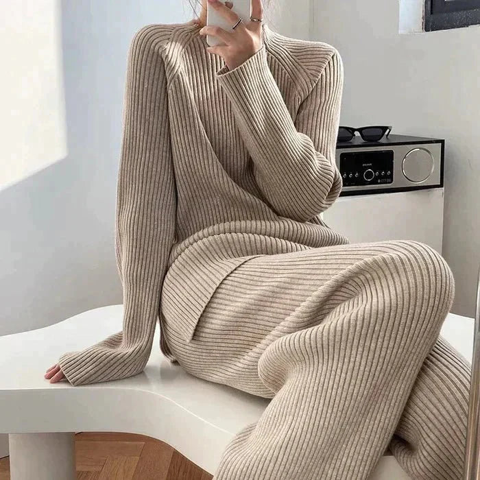 EB | Strick Damen Pullover Satz mit Weitem Hosen